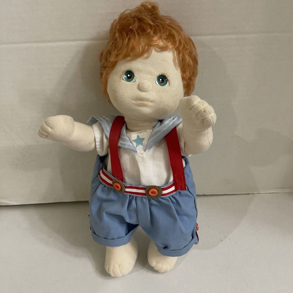 Vintage 1985 My Child Doll Boy Red Hair Green Eyes Sailor Romper 14 Inches